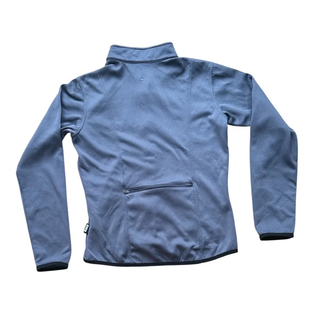 Nike Therma-FIT Womens Full Zip Cycling Jacket Blue Gray Back Pocket Small 4-6